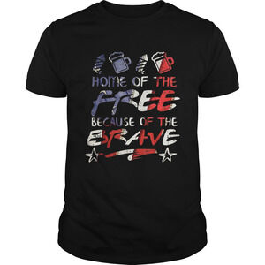 Home Free Because Of The Brave Usa 4Th Of July American Flag Shirt